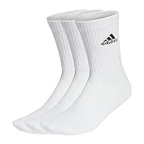 adidas Unisex Cushioned Crew Socks 3 Pairs, White / Black, 42-45