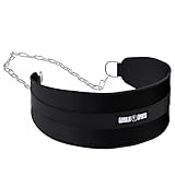 GORILLA SPORTS® Dip Gürtel - mit Stahlkette und 2 Karabiner, bis 100 kg Belastbar, Nylon, Schwarz - Gewichthebergürtel, Gewichtsgürtel, Dip-Gürtel, Dip Belt, Taillengürtel, Gewichtheben