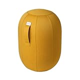 VLUV KAPSUL LEIV BALANCEKAPSEL, luftgefüllter Balancehocker, ergonomisch, LEIV Bezugsstoff, platzsparend, Universalgröße M-L, Mustard, mit Handpumpe