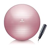 BODYMATE Gymnastikball Sitzball Trainingsball mit GRATIS E-Book inkl. Luft-Pumpe, Ball für Fitness, Yoga, Gymnastik, Core Training, für starken Rücken als Büro-Stuhl Rose 65cm