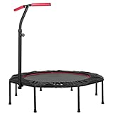 Leises Fitness Trampoline, Ø128cm Achteckiges Mini Trampolin Indoor/Outdoor, Elastischem Kordeldesign, Höhenverstellbaren Griffen, 150kg Belastbar für Erwachsene Jumping, Training, Rebounder