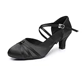 Rosefinch Damen Ballroom Latein Tanzschuhe Salsa Tango Walzer Gesellschaftstanzschuhe für Damen Tanzschuhe Schwarz 5cm Absatz 39 EU