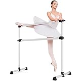 COSTWAY Ballettstange freistehend, Ballet Bar höhenverstellbar, Ballett Barre aus Eisen, Stretch Barre bis 50KG belastbar, ideal für Kinder und Erwachsene (weiß)