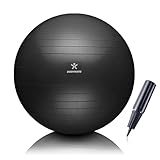 BODYMATE Gymnastikball Sitzball Trainingsball mit GRATIS E-Book inkl. Luft-Pumpe, Ball für Fitness, Yoga, Gymnastik, Core Training, für starken Rücken als Büro-Stuhl ANTHRAZIT 65cm