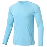 Huayuzh Herren UV-Schutz Rashguard UV Shirt UPF 50+ Langarmshirt Schwimm T-Shirt Schnelltrocknend Atmungsaktiv Surfen Blau L