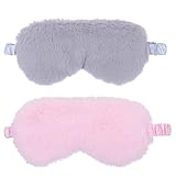 BAZEITFLOW 2 Stück Plüsch Schlafmaske Weiche Augenbinde für Frauen Mädchen Lichtblockierend Waschbar Leicht für Reisen Zuhause Hotel zur Verbesserung der Schlafqualität