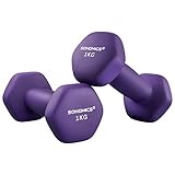 SONGMICS Hanteln, 2er Set, 2 x 1 kg, Hantelset, Kurzhanteln, Hexagon, Neopren-Beschichtung, Krafttraining, Workout, Fitnesstraining, für Zuhause, aschlila SYL902P02