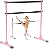 Dolibest Ballettstange Freistehend Rosa, 10 Höhenverstellbare Schwerlast Stretchstange Tanzbar mit Rutschfesten Gummipad & Stoffumwicklung für Kinder Erwachsene Zuhause Workout Fitness Yoga,120 x 71cm