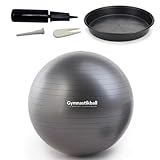 ATC Handels GmbH Gymnastikball Set Ø 45, 55, 65 & 75cm inkl. Stopperschale, Ballpumpe, Ventilöffner und Maßband - Fitness, Therapie und als Sitzball fürs Büro, 55cm, anthrazit