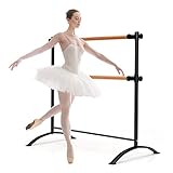 COSTWAY 120cm Ballettstange freistehend, Ballet Bar 4 stufig höhenverstellbar, Ballett Barre mit 2 Holzstangen, Stretch Barre bis 50KG belastbar, ideal für Kinder und Erwachsene (Schwarz)