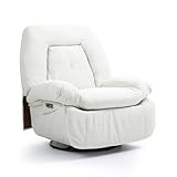 ALEAVIC Relaxsessel Elektrisch Massagesessel, Sprachsteuerung Heizung Vibration Massage Sessel Drehbar, mit TYP C & USB-Anschlüsse,1 Seitentaschen, Liegen TV Sessel Wohnzimmer (Weiß)