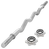 MAXXIVA Curlstange 120 cm Krafttraining Zugstange silber verchromt Sternverschluss Workout Bodybuilding Fitness Gewichtheben bis 150kg