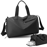 Plstod Sporttasche mit Schuhfach & Nassfach, Wasserdicht Gym Tasche, Trainingstasche, Sporttasche Herren, Gym Bag, Fitness Tasche für Herren & Damen für Sport, Training, Reisen, Schwarz
