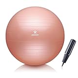 BODYMATE Gymnastikball Sitzball Trainingsball mit GRATIS E-Book inkl. Luft-Pumpe, Ball für Fitness, Yoga, Gymnastik, Core Training, für starken Rücken als Büro-Stuhl New Rose Gold 65cm