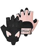 OTraki Gym Handschuhe für Frauen, Rosa Fitness Handschuhe Trainings mit Handgelenksstütze Anti Rutsch Silikon Gepolstert Palm Schutz Übung Gloves Gewichtheben für Krafttraining Bodybuilding Kraftsport