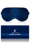 Aosun Seiden Schlafmaske für Seitenschläfer, 22 Momme, 100% Reine Natürliche Bio Maulbeerseide Augenmaske für Herren & Frauen, 9 7% Lichtblockierende Schlafbrille mit Verstellbares Gummiband, Blau