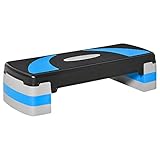 HOMCOM Steppbrett höhenverstellbar Fitness Stepper mit Antirutschbelag 3 Stufen (10/15/20 cm) Rutschfest Stepbench für Zuhause Fitnessstudio Büro Kunststoff Blau