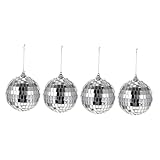 Warmhm 4 Stück Party Spiegelkugel Vintage Ornamente Reflektierende Tanzkugeln 90Er Partydekoration Silberkugel Glas Im Freien