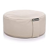 BODYMATE Yogakissen rund 31cm Durchmesser 13cm hoch Beige mit Buchweizen-Spelz Füllung – Maschinenwaschbarer Bezug aus 100% extra Dicker Baumwolle – Meditationskissen – Sitzkissen