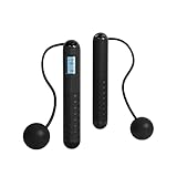 flintronic Springseil mit Zähler, Einstellbares Springseil mit Kugellager und Rutschfesten Griffen, Intelligentes Gewichtetes Springseil für Training Fitnessübungen, für Workout, Fitness (Schwarz)