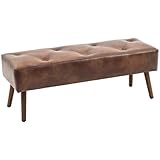 HOMCOM Multifunktionshocker Multifunktionsbank Klassischer Fußhocker Nachttischhocker mit Holzfüßen und gepolsterter Sitzfläche 120 kg Belastbarkeit für Eingangsbereich 114x38x42 cm Braun