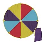 Relaxdays Schwungtuch Kinder, Ø 2 m, 8 Griffe, Schwingtuch, Regenbogen Tuch, draußen, Garten, Fallschirm Spiel, bunt