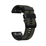 RoYiio Silikon Uhrarmband für Garmin Fēnix/Enduro/Epix/Quatix/MARQ Series/Descent Series /D2 Series/Tactix Armband Atmungsaktiv Verstellbares Uhrenarmband QuickFit 26mm - Armeegrün Schwarz