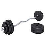 GORILLA SPORTS® Hantelset - 35kg, SZ Curlstange 120cm, Gewichte 2x1,25kg / 2x2,5kg / 4x5kg, aus Kunststoff, mit 2 Sternverschlüssen, 30mm, Chrom - Hantel Set, Hanteln, Sz-Stange, Langhantelstange
