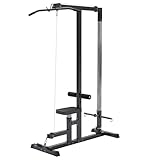 GORILLA SPORTS® Latzugstation - Verstellbar, inkl. Trizepsstange und Latzugstange, bis 280kg Belastbar, 30mm - Latzugturm, Kabelzugstation, Fitnessstation, Latzugmaschine, Latzug-Station