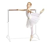 Klarfit Bar Lerina Ballettstange (Holmlänge 110 cm, freistehend, mobil, höhenverstellbar 70-113 cm, Bogenfüße, 38 mm Stahlrohr) weiß