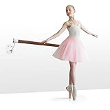 Klarfit Barre Mur - Ballettstange, Wandmontage, platzsparend: SmartSpace Concept| 100 cm Länge, auch für Kinder geeignet, Holme: 38 mm Ø in Holzoptik, pulverbeschichteter Stahl, weiß