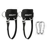 zenlete 2 Stück Fußschlaufen Kabelzug 5 D-Ringen und extra Band verstellbar für Frauen und Männer - Ankle Straps für Fitness Training Kickbacks (Schwarz)