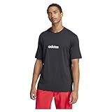 adidas Men's Essentials LINEAR Single Jersey Tee, Black/White, L