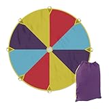 Relaxdays Schwungtuch Kinder, Ø 240 cm, 8 Griffe, Schwingtuch, Regenbogen Tuch, draußen, Garten, Fallschirm Spiel, bunt