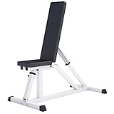 GORILLA SPORTS® Hantelbank - Rückenlehne 7-Fach, Sitz 4-Fach Verstellbar, bis 200 kg Belastbar, Schwarz/Weiß - Trainingsbank, Negativbank, Schrägbank, Fitnessbank, Bench, Flachbank, Fitness, Zuhause