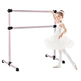 Hocomay Ballettstange Freistehende, Doppelte Ballettstange mit Rutschfesten Gummipads, Höhenverstellbar, Tragbare Ballettstange für Mädchen, Kinder, Erwachsene, Heimtraining, Fitness, Yoga