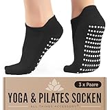 ATA Yoga Socken für Damen, 3 Parre rutschfeste Stoppersocken ABS Socken für Yoga, Pilates, Barre, Tanz, Ballett, Kampfsport, Trampolin, Fitness, Krankenhaus, Antirutschsocken, 37-42