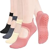 taonganui 4 Paar Yoga Socken Damen Pilates Socken Rutschfeste Socken Antirutsch Sport Yogasocken Barfuß Socken Für Pilates, Barre, Ballett, Dance, Fitness