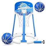 Charmofun Pool Basketballkorb, Pool Basketball Hoop Set, Basketballkorb für Wasser mit 2 Basketbälle und Luftpumpe, Schwimmende Basketballspiele Sommer Wasserspiel für Kinder und Erwachsene
