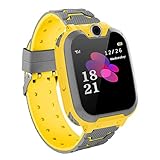 PTHTECHUS® Smartwatch für Kinder- Uhr Telefon für Mädchen Jungen mit Anruffunktion SOS Musik Playe Spiel Kamera Taschenlampen Wecker-Kids Smart Watch Student Telefonieren Geburtstag Geschenk Gelb