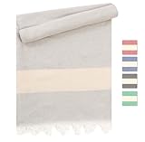 Heré Mood Premium Saunatuch Yoga, Spa & Reise-Tuch - 100% recycelter Baumwolle - Elegantes Badetuch XXL - Duschtuch & Picknickdecke Bunte und Stilvolle Hamamtuch Gestaltung (Beige, 1 er)