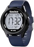 SOCICO Herren Digitaluhr Sport Militär Uhren wasserdichte Outdoor-Chronographen-Armbanduhren für Männer mit LED Beleuchtung Alarm Datum (Blau)