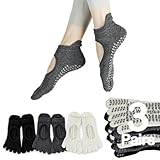 Sunolkie 3 Paar Damen Pilates socken mit separaten Zehen, rutschfeste Socken für Yoga socken, Ballett, Barfußball, Fitness, 4-7 UK / 36-40 EU / 5-8,5 US