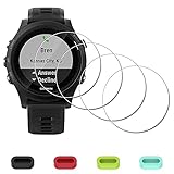 iDaPro Displayschutz Schutzfolie für Garmin Forerunner 935 Smartwatch + 4-teiliger Ladeanschlussschutz, 9H Härte Gehärtetes Glas Displayschutzfolie Einfache Installation [4 Stück]