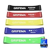 GRIFEMA Fitnessbänder [5er Set], 100% Naturlatex Fitnessband, Resistance Bands mit Übungsanleitung & Tragebeutel, Gymnastikband für Muskelaufbau Pilates Yoga