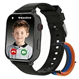 Kinder Smartwatch GPS und 4G Telefon, Kinderuhr mit Videoanruf Voice Chat Schulmodus WiFi SOS Spiele Wecker Schrittzähler, Telefonuhr Smartwatch Kinder für Mädchen Jungen 4-12 Jahren - Schwarz