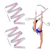 CAISYE Tanzen Streamer - 2 Stück Gymnastikband mit Stab - Bänder für Gymnastik - Blinkendes Gymnastikband für Kinder - Weiches Seidenband für künstlerischen Tanz und Fitness - Tanzband - Länge 2 m