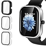 ivoler 3 Stück Hard PC Hülle mit Glas Displayschutz für Amazfit GTS 2 Mini, Vollständige Abdeckung Schutzhülle Ultradünne Kratzfest Schutz Case, 2 Transparent + 1 Schwarz