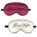 COMNICO 2 Stück Seiden Schlafmaske Augenmaske Seitenschläfer mit Verstellbarem Gummiband Lichtblockierend Schlafbrille für Frauen und Männer, Reisen, Nickerchen, Meditation, Verdunkelung(Beige Purple)