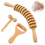 Zyiphor Faszienstab Holz, 3 Stück Faszienrolle für Rücken, Nacken, Beine & Lymphdrainage, Massageroller mit Griff zur Muskelentspannung, Lindert Müdigkeit & Cellulite für Zuhause, Reisen, Büro